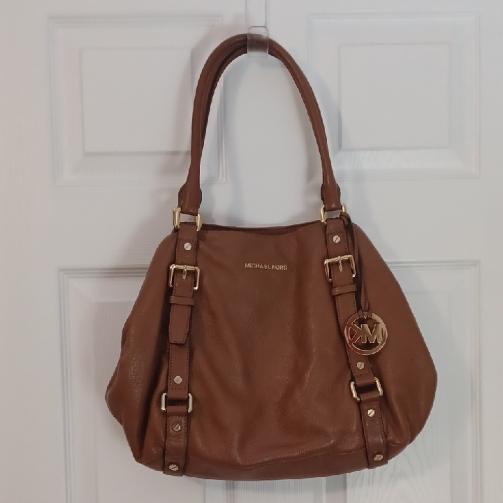Michael Kors Brown Shoulder Bag with Gold Accents